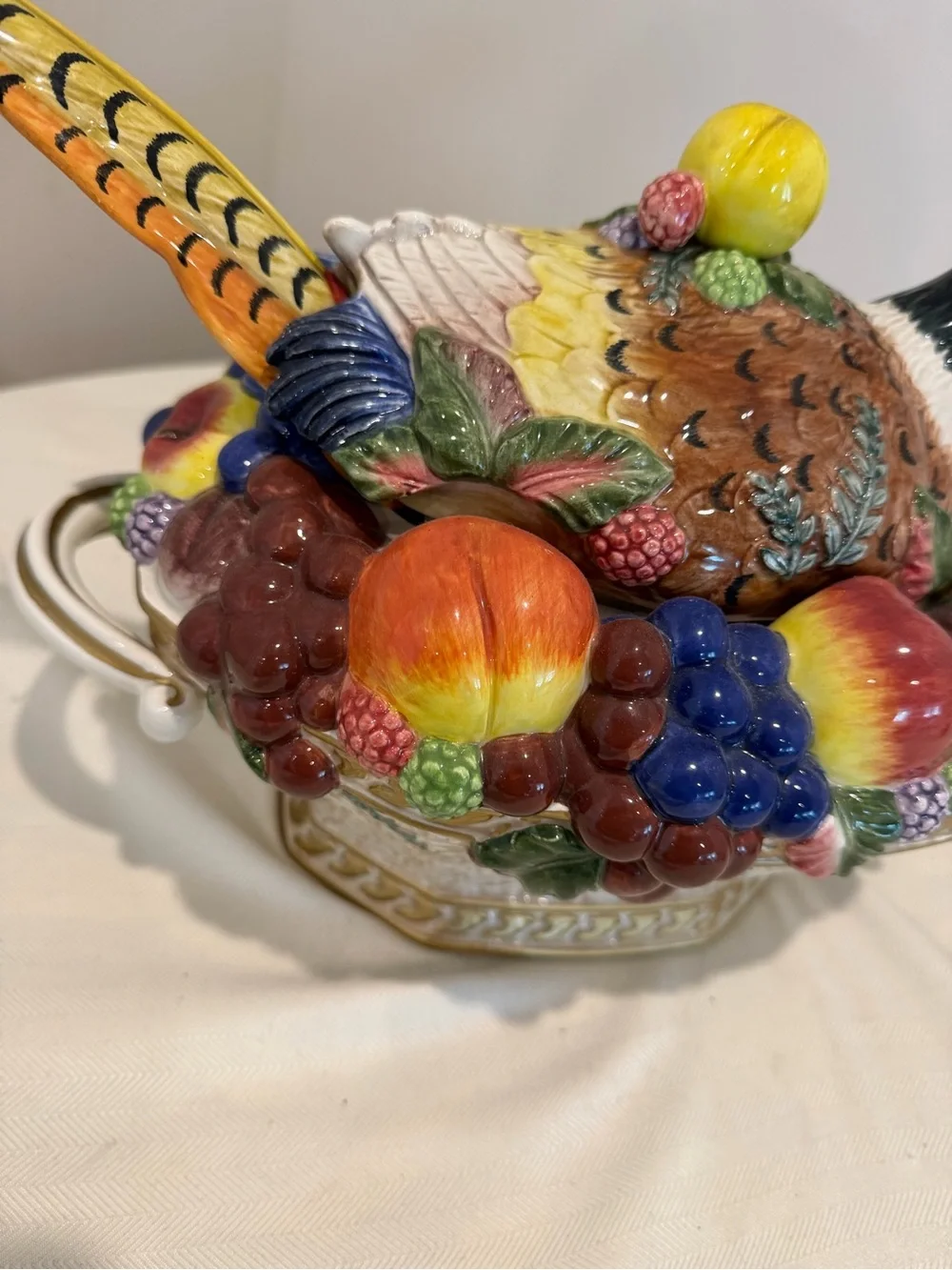 Fitz & Floyd Venezia Autumn Bounty Pheasant Tureen w/Ladle & Lid